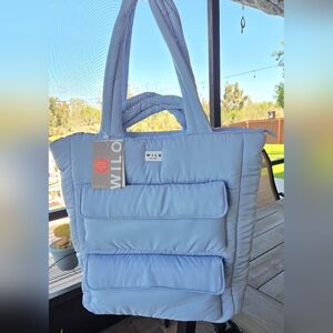 NWT Wilo The Label Cargo Pockets Puffer Travel Bag Set - Light Blue